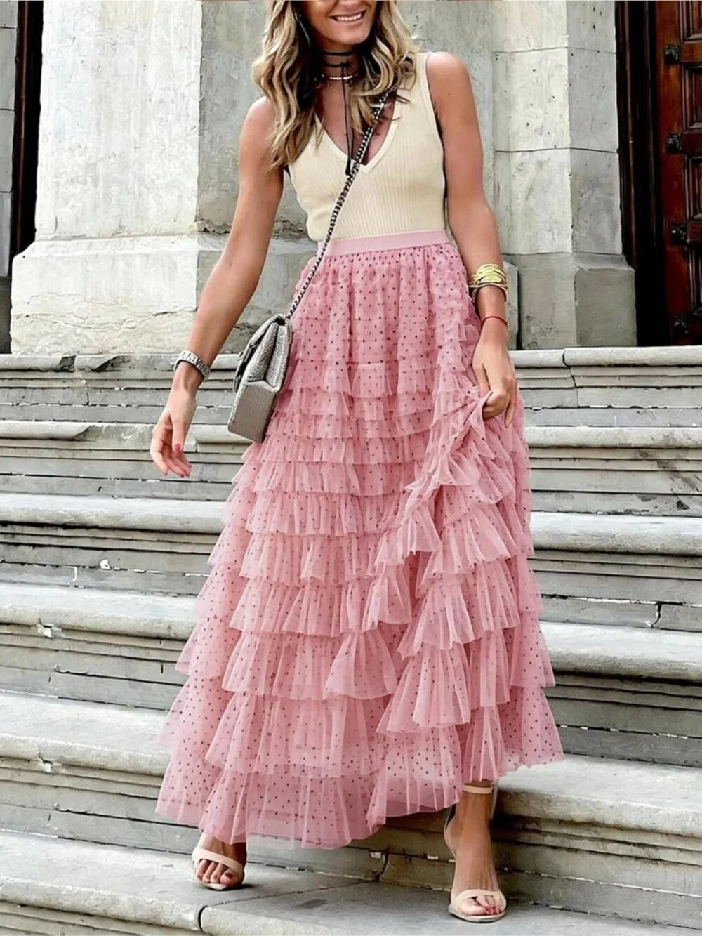 Women’s Long Maxi Tulle Skirt - A-Line Ruffle Layered Fairy Style, Perfect for